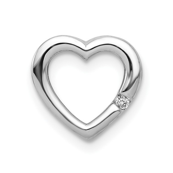 14k White Gold .01ct. Diamond Heart Chain Slide,All Products : American Fashion Style Bags On Sale